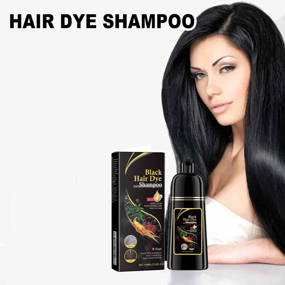 Black hair shampoo dye from Belro, showing a bottle of hair color treatment with sleek black packaging and product label.