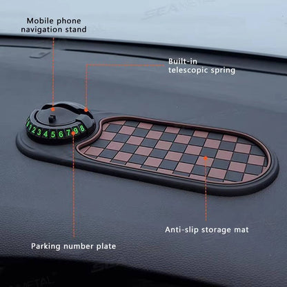 Belro universal car phone holder mounted on a car dashboard, adjustable grip for smartphones, in a sleek black design