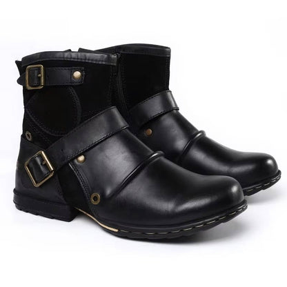 Men's vintage style buckled ankle boots by Belro featuring leather uppers and sturdy buckles, ideal for casual or rugged outfits.