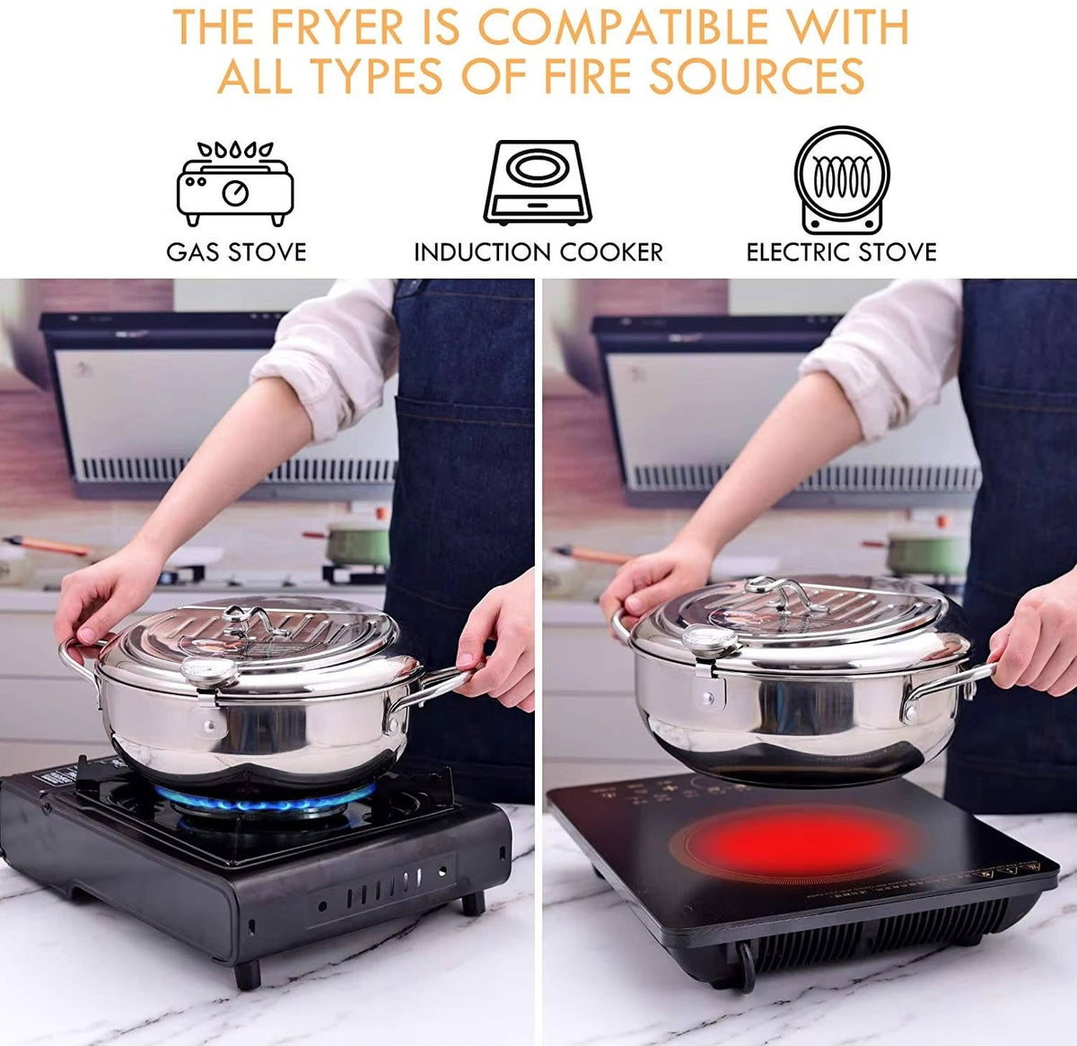 Belro Japanese deep frying pot for home kitchen, stainless steel with handles, ideal for frying and cooking delicious dishes.