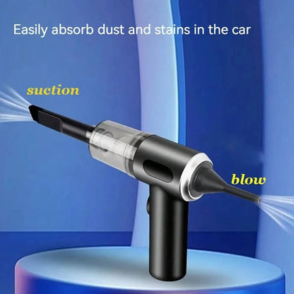 Belro cordless car cleaning vacuum cleaner with handheld design, black and gray, showing dust container and suction nozzle.