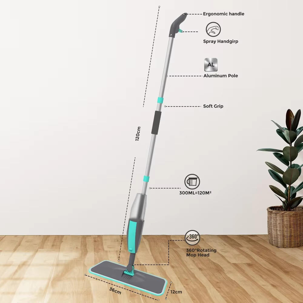 Belro Spray Mop with adjustable handle and microfiber cleaning pad, ideal for efficient home and garden cleaning tasks.