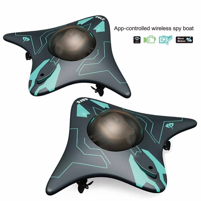 Belro RC submarine with camera, toy underwater vehicle featuring a sleek design and a built-in camera for underwater exploration.