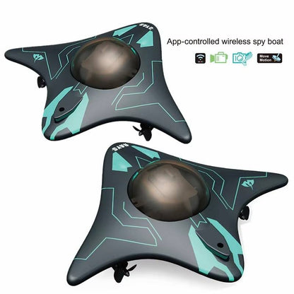 Belro RC submarine with camera, toy underwater vehicle featuring a sleek design and a built-in camera for underwater exploration.