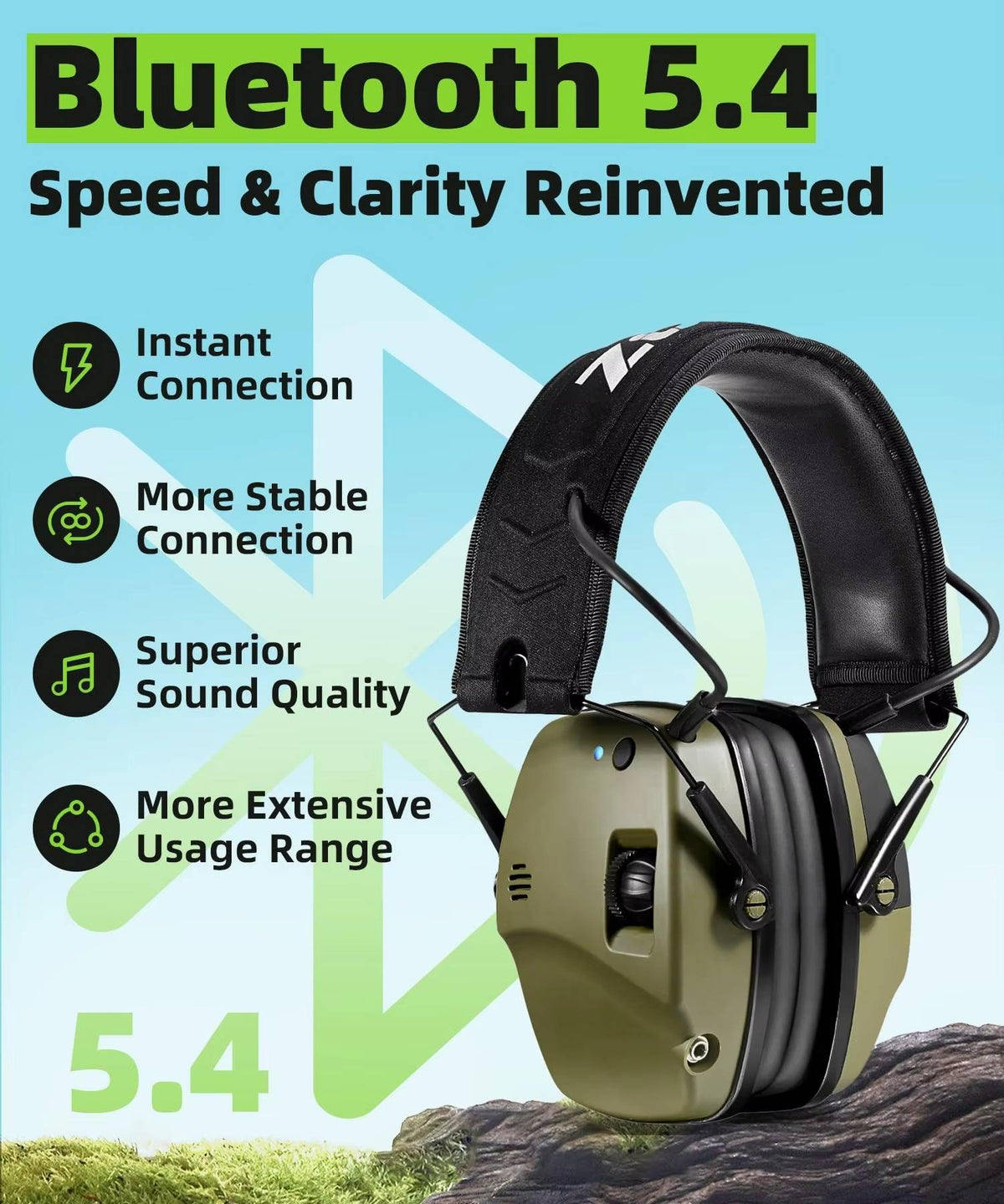 Belro noise cancelling ear muffs for shooting, outdoor hearing protection, with padded ear cups and adjustable headband.