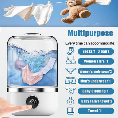 Mini rechargeable washing machine from Belro, compact home and outdoor laundry device with control panel and drum.