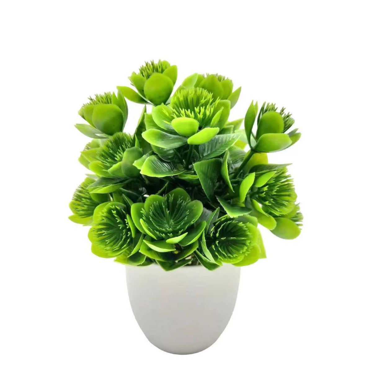 Artificial plants with decorative pots from Belro, perfect for home and garden decor, showing lush green foliage in stylish containers.