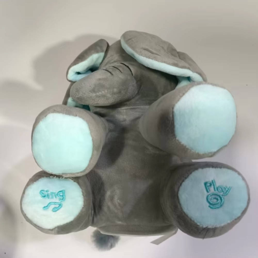 Belro Peek a Boo Talking Elephant toy worn as men's clothing, featuring soft fabric and playful elephant design.
