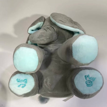 Belro Peek a Boo Talking Elephant toy worn as men's clothing, featuring soft fabric and playful elephant design.