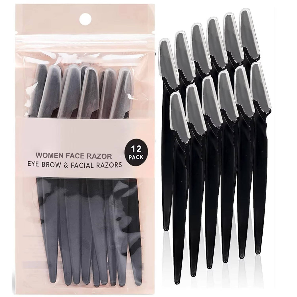 Belro women face razors, set of 12, for gentle facial hair removal, with sleek safety razor design suitable for sensitive skin.