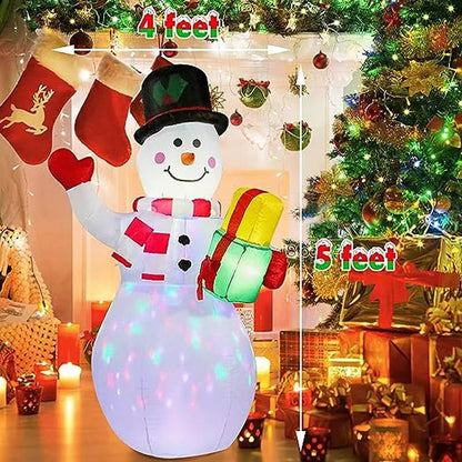 Belro inflatable snowman outdoor Christmas decoration with LED lights, featuring a cheerful snowman with festive details for holiday decor