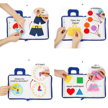 Belro Montessori Baby Book for 1-Year-Old, soft cloth clothing designed for infants, showcasing colorful, educational baby apparel.