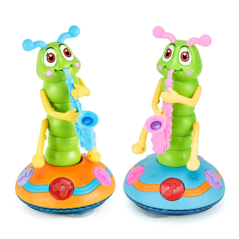 Belro musical dancing saxophone caterpillar toy for kids, colorful plush toy with moving parts, ideal for play and entertainment