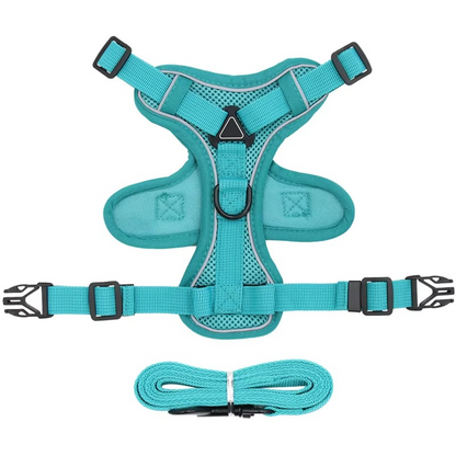 Reflective Belro cat harness and leash set with adjustable straps, padded design, and reflective strips for visibility.