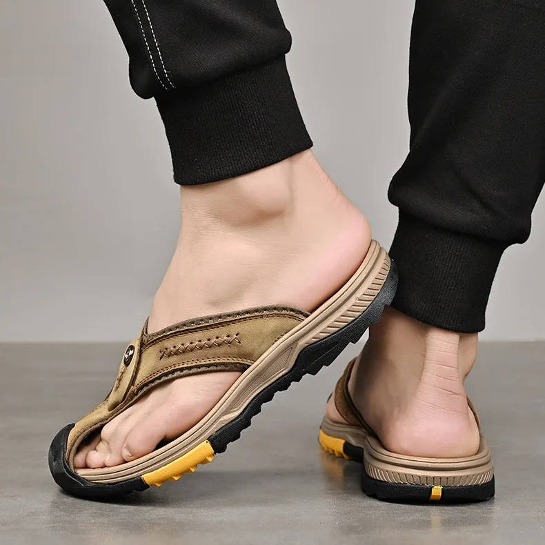 Belro men's water-resistant lightweight toe flip flops with durable straps and cushioned soles, suitable for beach and casual wear.