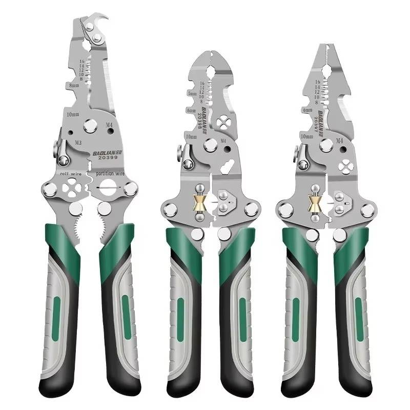 Belro multifunctional wire stripper tool with ergonomic handle, designed for cutting, stripping, and crimping electrical wires.