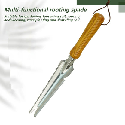 Belro 5-in-1 stainless steel weed puller tool with beech handle for garden weeding and outdoor gardening tasks.
