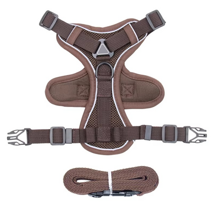 Reflective Belro cat harness and leash set with adjustable straps and padded design, suitable for secure and comfortable pet walks.