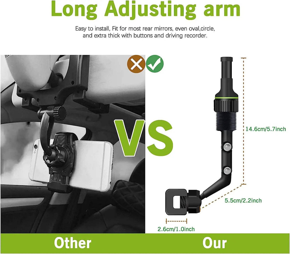 Belro universal cell phone holder mount for car, adjustable electronic accessory attached to a vehicle dashboard or air vent.