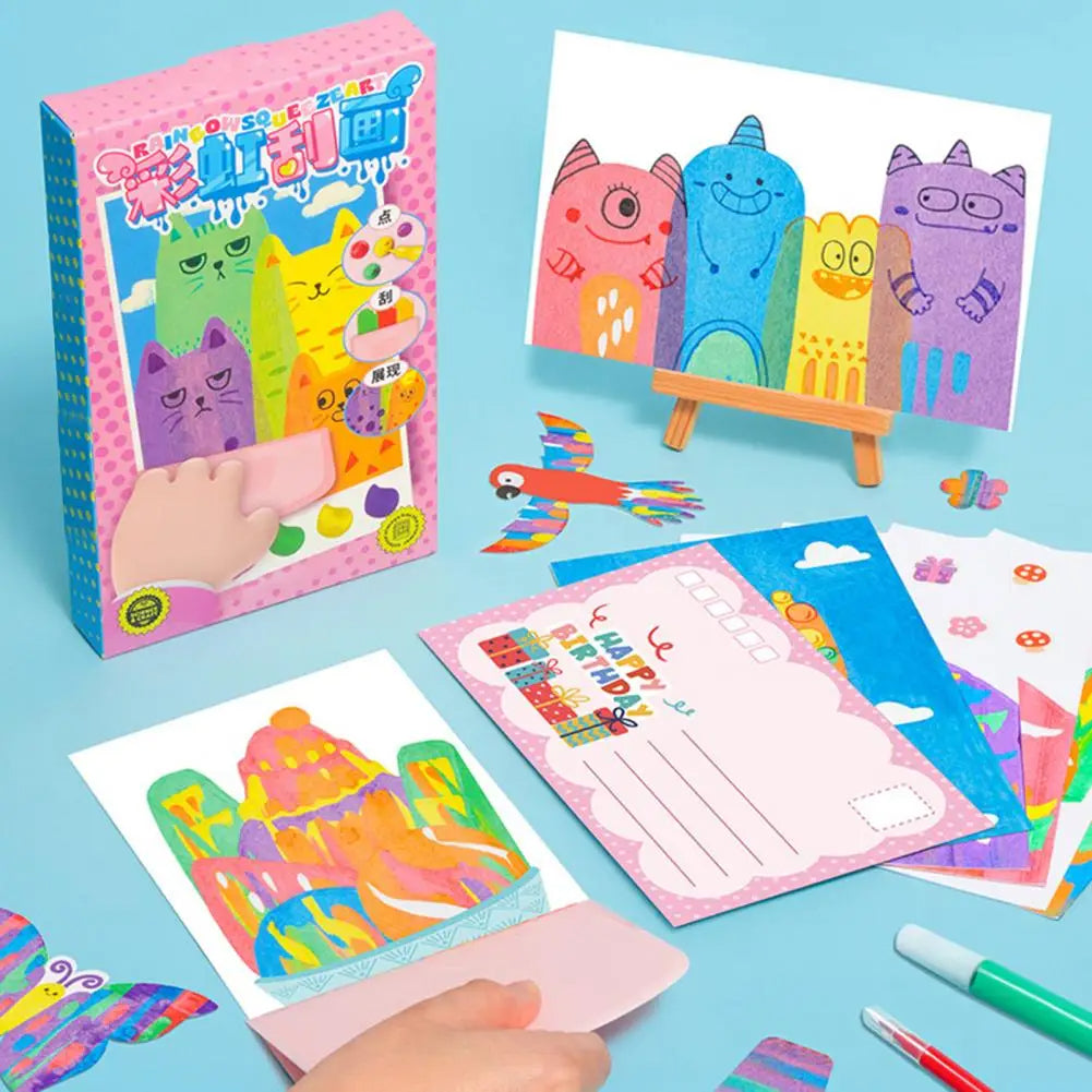 Kids Squeegee Art Kit from Belro, featuring colorful tools for creative art projects with a squeegee and vibrant materials.