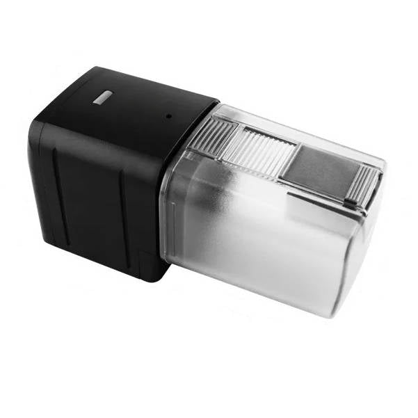 Belro automatic fish feeder with adjustable dial, used for dispensing food to aquarium fish. Pet supplies for fish and aquatic pets.