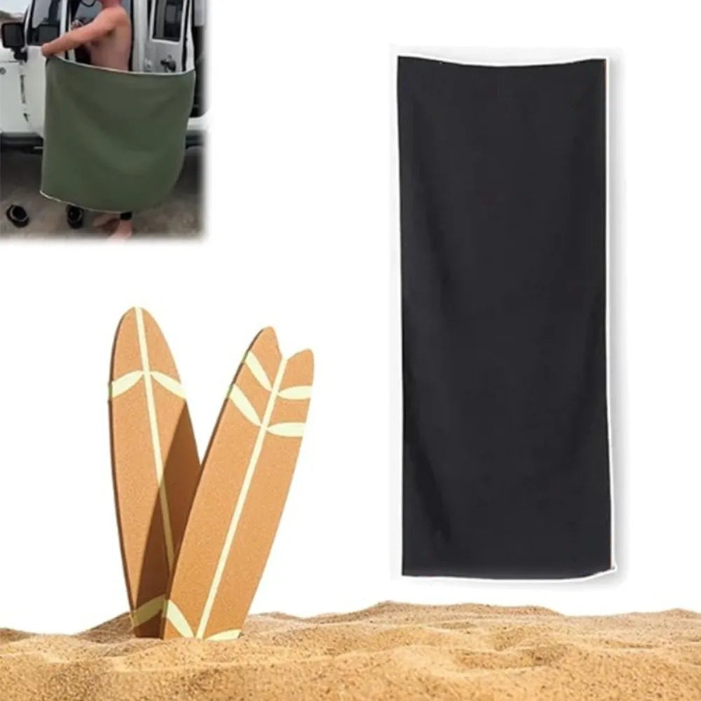 Belro magnetic quick-dry beach towel shown spread out, featuring vibrant colors and a soft, absorbent fabric ideal for beach and outdoor use.