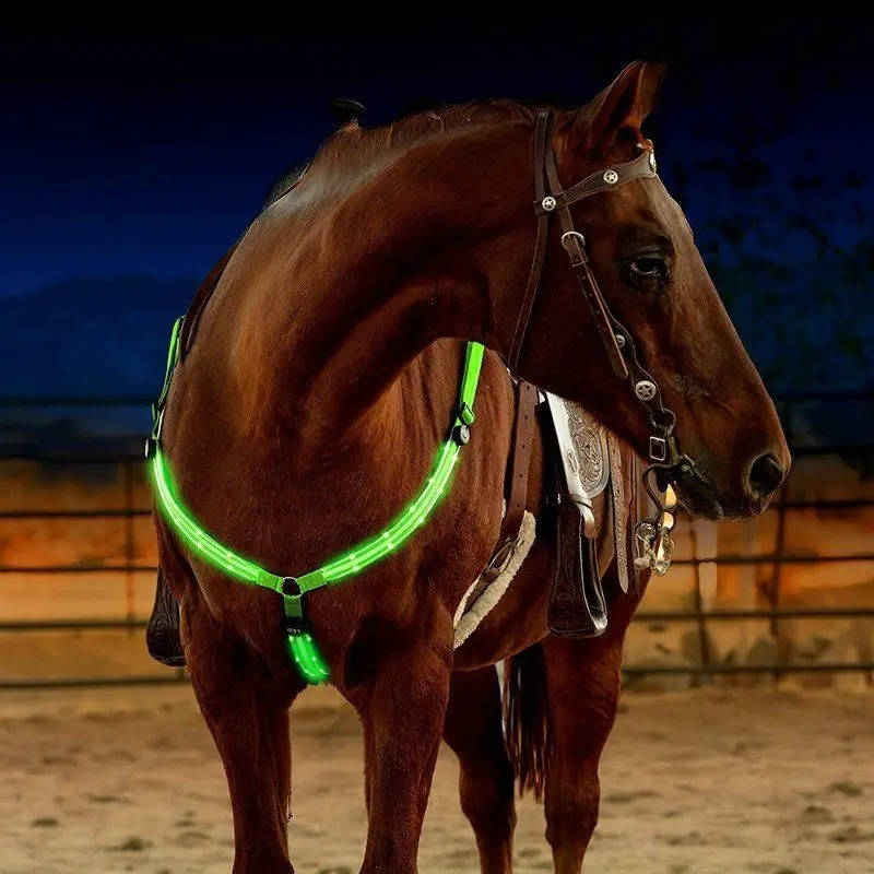 Belro LED breast collar for dogs, illuminated pet collar with LED lights, adjustable strap, and reflective features for visibility.
