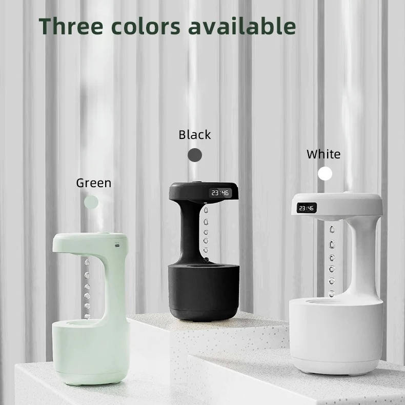 Small Belro humidifier for home, showing a compact white electronic device with a water tank and adjustable nozzle