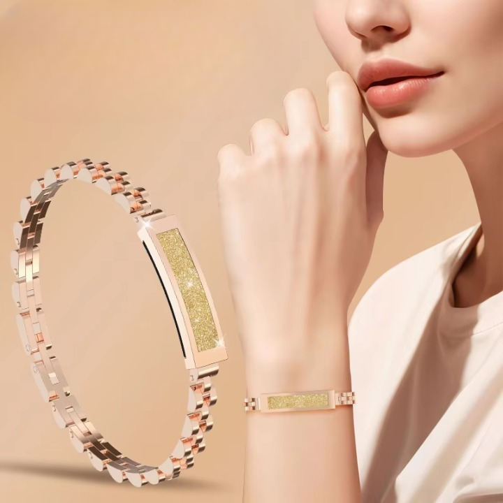 Mivoza smart fitness bracelet with stainless steel jewelry design and Bluetooth tracker, stylish wearable fitness accessory.