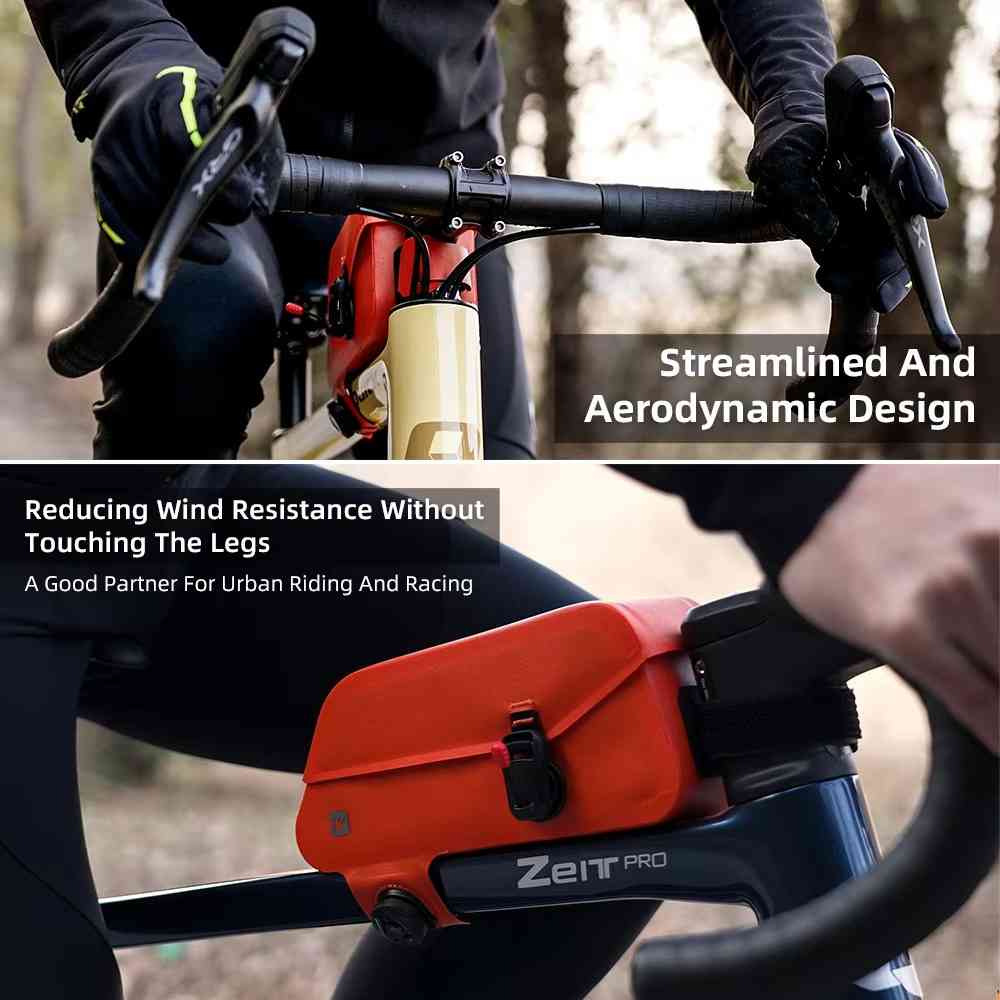 Belro bicycle bag attached to a bike frame, durable storage for cycling accessories, black waterproof design for outdoor use