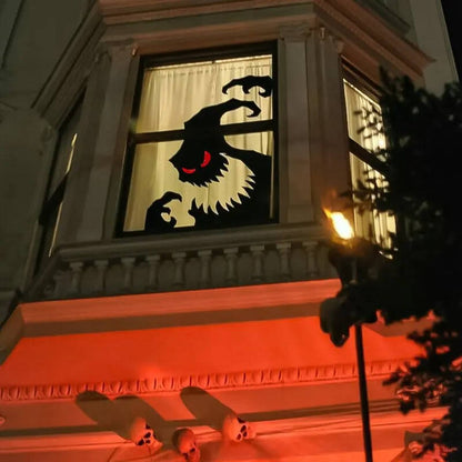 Belro Scary Halloween window decoration featuring spooky ghost and pumpkin designs for festive home decor.