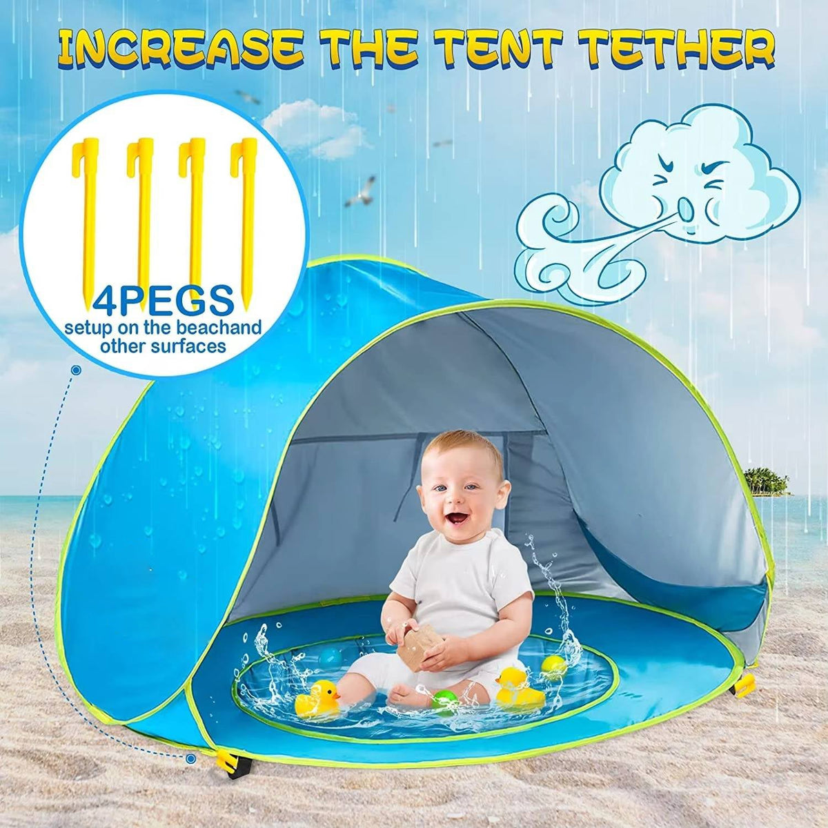 Belro baby beach tent with UV protection, lightweight accessories and sunglasses for sun-safe outdoor play