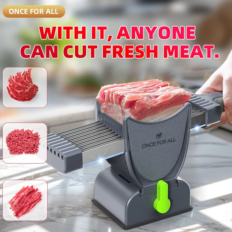 Belro manual food and meat slicer with stainless steel blade and adjustable thickness for home kitchen use.