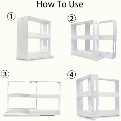 Belro spice rack organizer with swivel shelves, kitchen storage solution for easy access to spices on kitchen countertop or cabinet