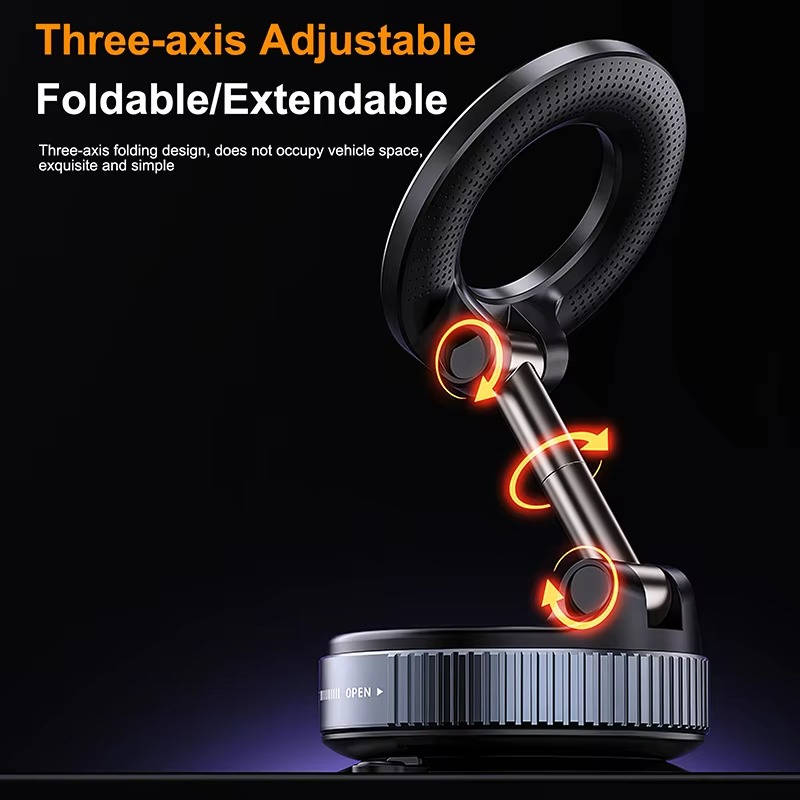 Belro 360° adjustable magnetic phone holder mounted on a car dashboard, showcasing secure grip and flexible rotation for smartphones.