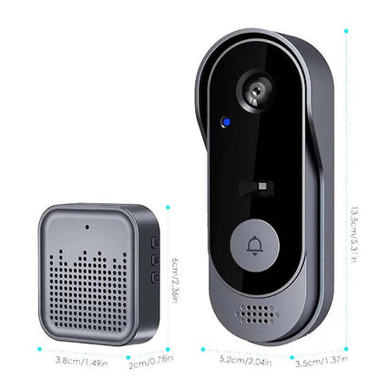 Belro wireless smart video doorbell with high-definition camera, no subscription needed, mounted outside for home security.