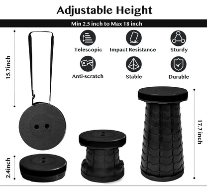 Belro collapsible folding telescopic stool, compact home and garden furniture with adjustable height and sturdy design.