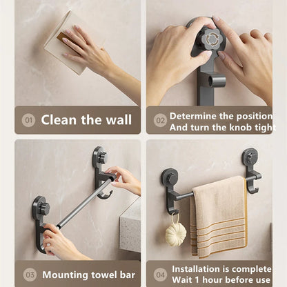 Belro wall-mounted towel rack with suction cups, suitable for outdoor use, showcasing its sleek design and secure attachment.