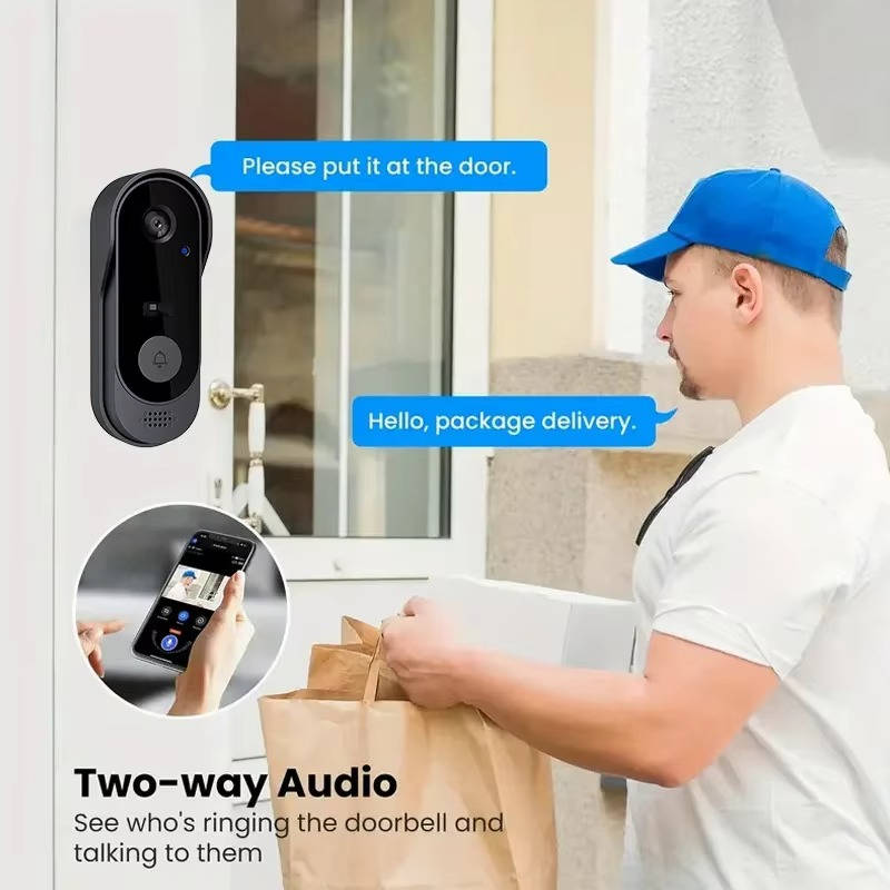 Belro wireless smart video doorbell with high-definition camera, no subscription required, mounted on a modern home exterior.