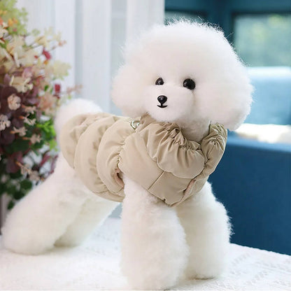 Belro warm winter dog jacket for small and medium dogs, cozy outerwear with a plush lining and adjustable straps.