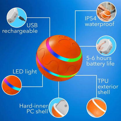 Belro interactive dog ball toy designed to entertain dogs, with a colorful, textured surface for engaging play.
