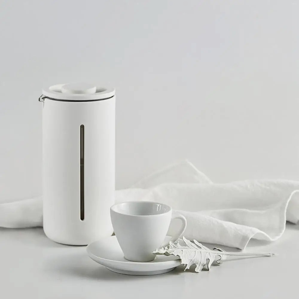 Belro heat resistant French press coffee maker with glass carafe and stainless steel lid, suitable for hot beverages.