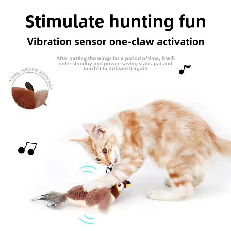 Belro interactive flapping bird cat toy with colorful feathers, designed to entertain and engage cats in play.
