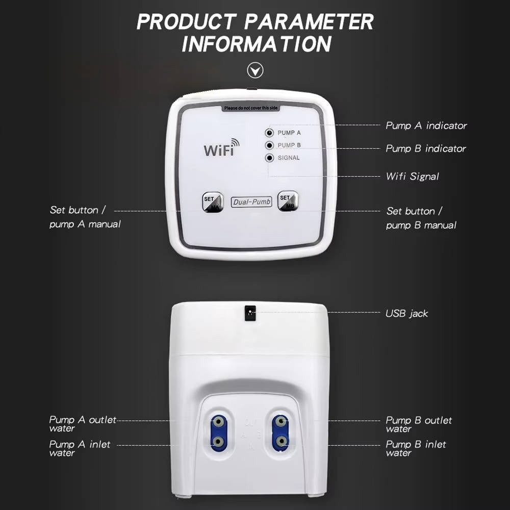 Belro WiFi smart automatic waterer for plants, suitable for up to 20 pots, shown outdoors with connected hoses and watering system.