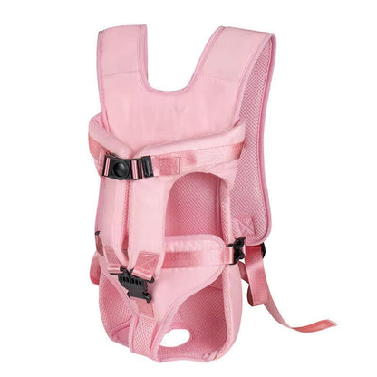 Belro dog carrying backpack in black, with mesh ventilation and adjustable straps, designed for comfortable pet travel.