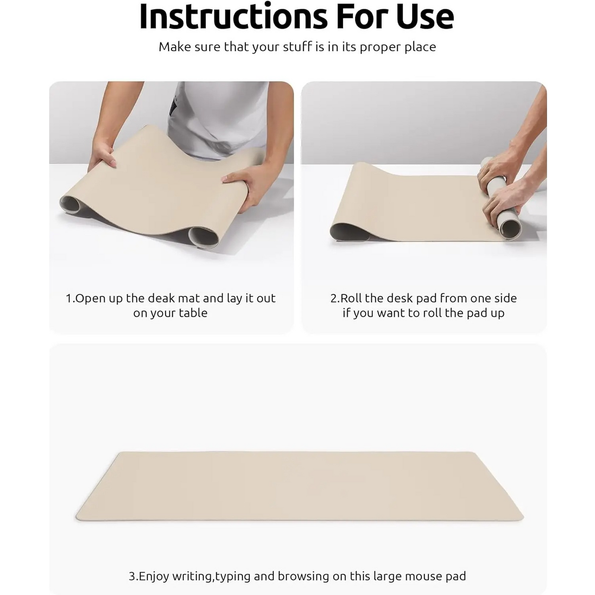 Belro leather desk mat on wooden desk, providing a smooth workspace for home and office use.