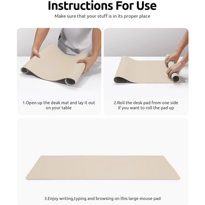 Belro leather desk mat on wooden desk, providing a smooth workspace for home and office use.