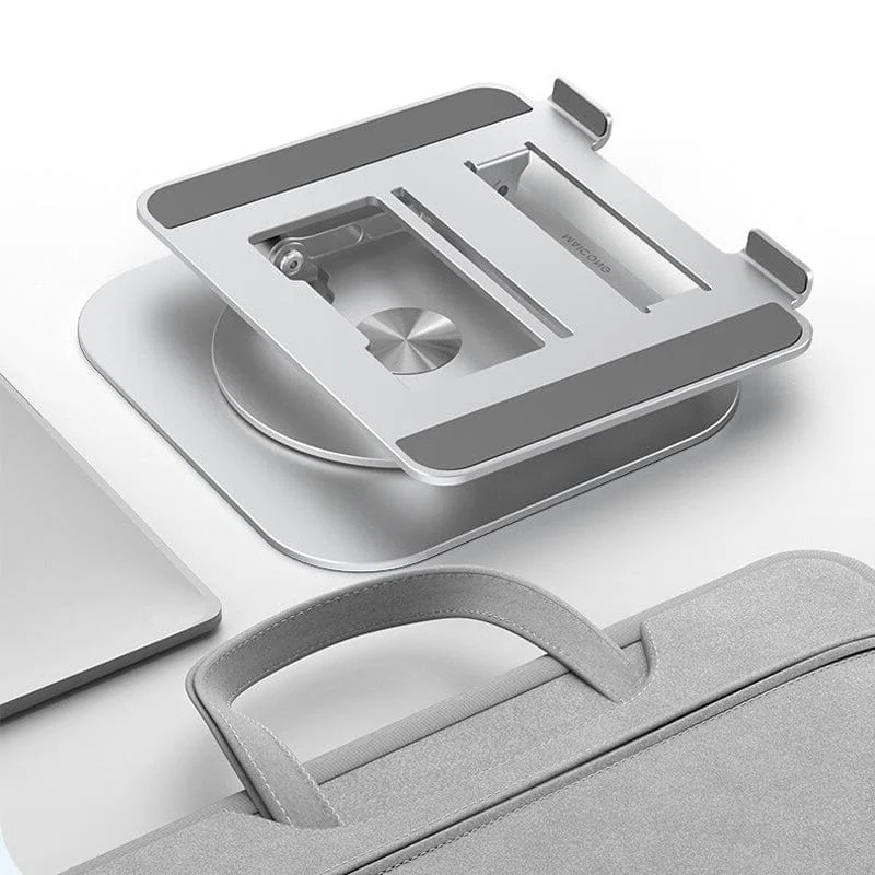 Belro aluminum alloy laptop stand with 360-degree rotating bracket for adjustable computer support and ergonomic setup.
