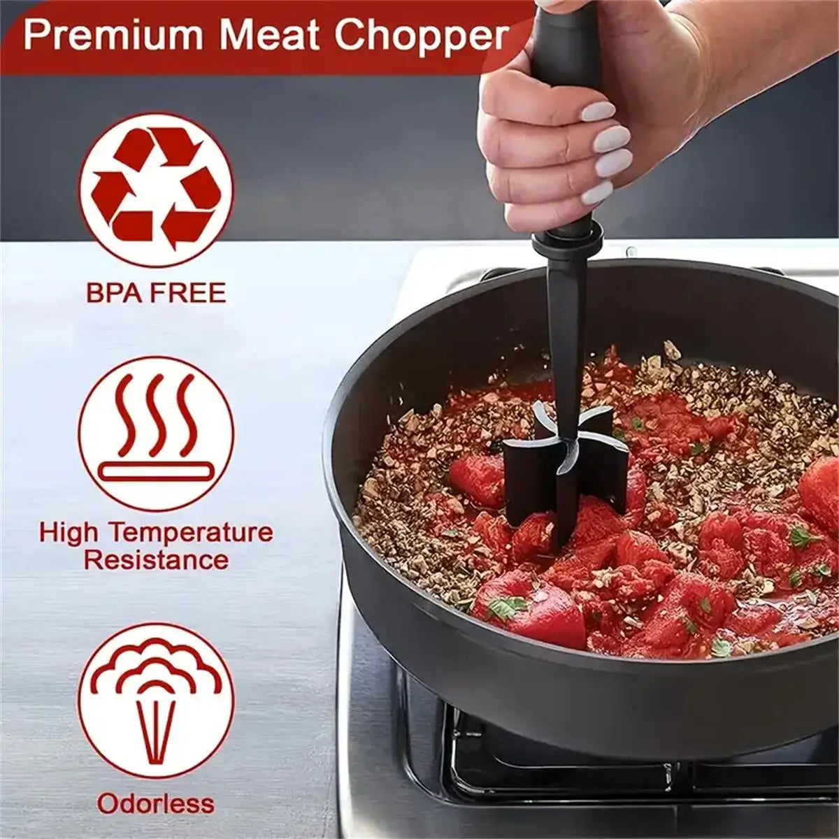 Belro meat chopper for home kitchen, stainless steel hand tool for chopping and grinding meat, durable and easy to use.