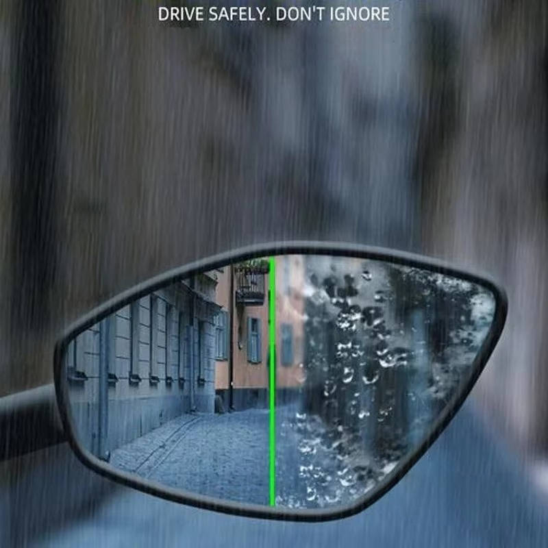 Belro windshield water repellent applied to a car windshield, demonstrating water runoff and clarity for improved visibility.